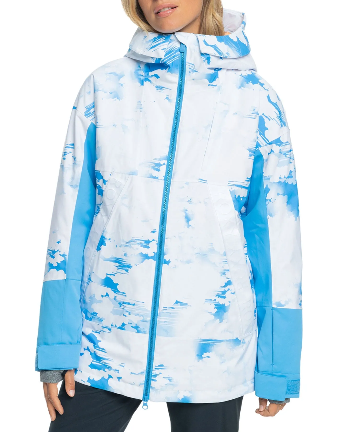 Roxy Women's Chloe Kim Technical Snow Jacket - Azure Blue Clouds | Shop Coats & Jackets at Trojan Wake Ski Snow & Sn