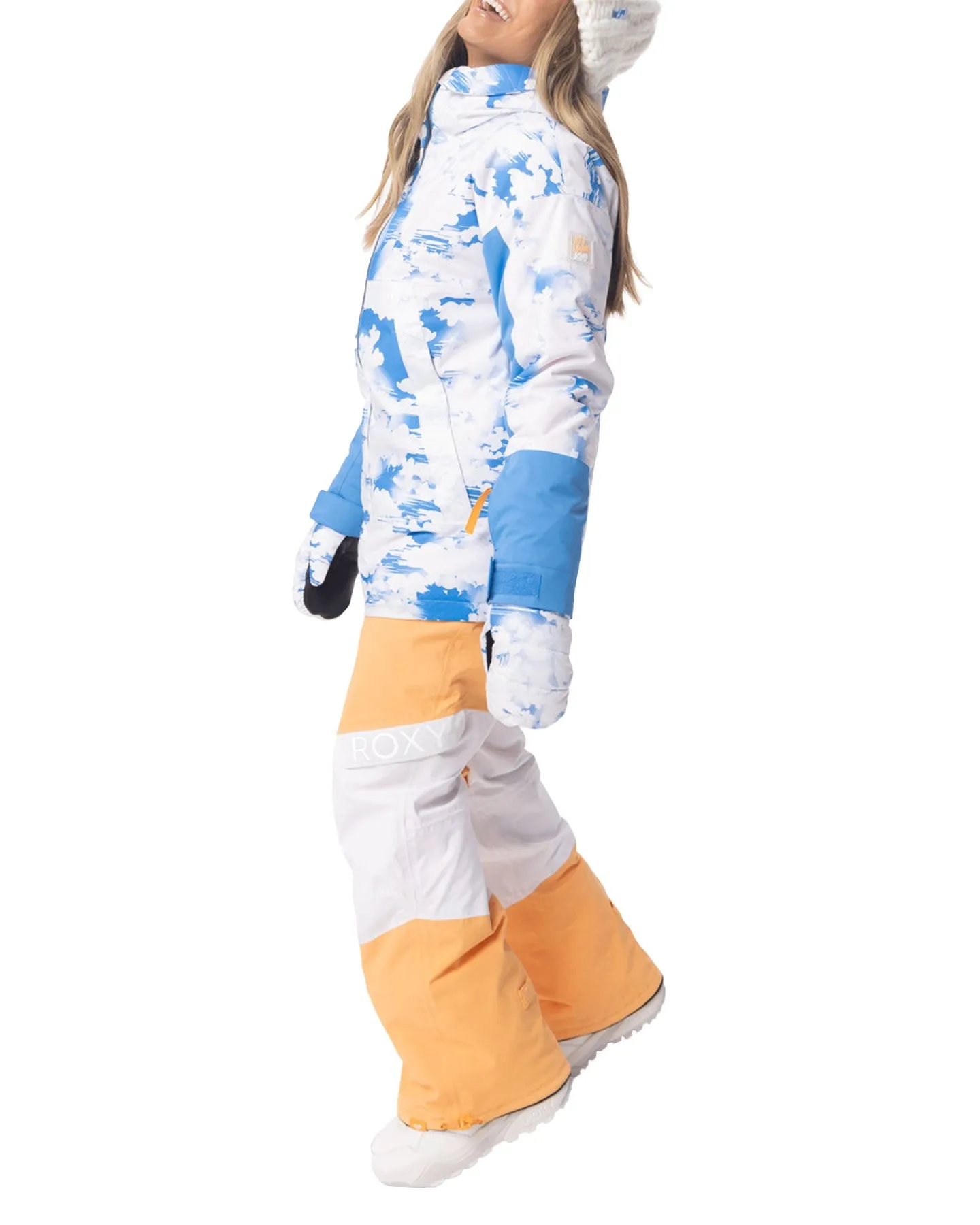 Roxy Women's Chloe Kim Technical Snow Jacket - Azure Blue Clouds | Shop Coats & Jackets at Trojan Wake Ski Snow & Sn