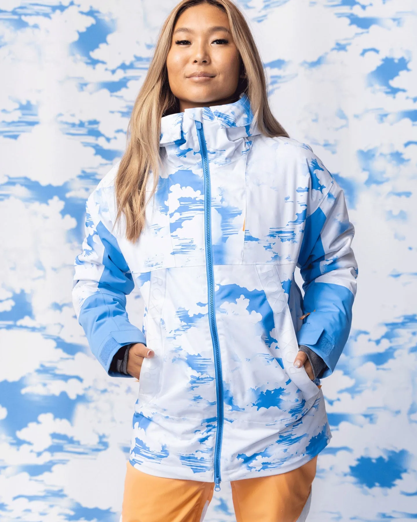 Roxy Women's Chloe Kim Technical Snow Jacket - Azure Blue Clouds | Shop Coats & Jackets at Trojan Wake Ski Snow & Sn