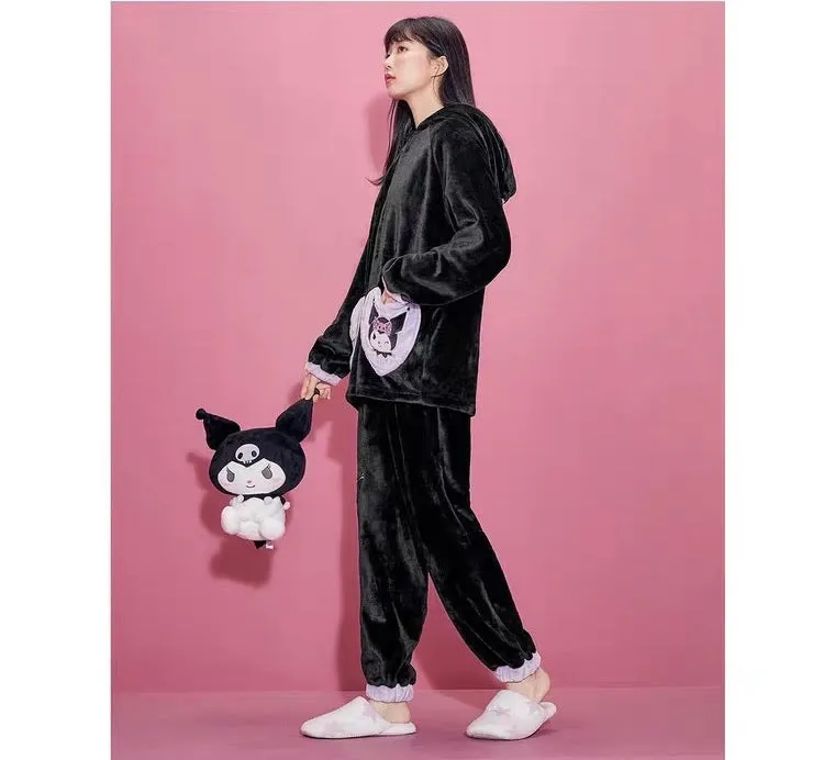 Sanrio collaboration kuromi pyjamas Pajamas set fleece cozy and warm