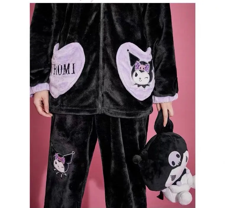 Sanrio collaboration kuromi pyjamas Pajamas set fleece cozy and warm