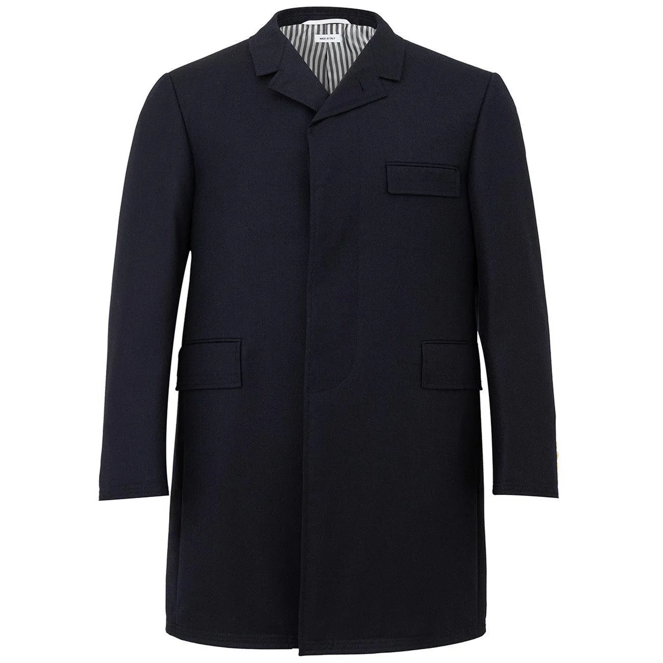 Thom Browne Elegant Grey Wool Chesterfield Overcoat