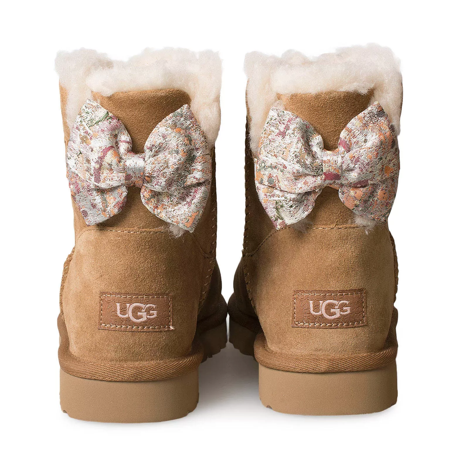 UGG MIni Bailey Bow Splatter Chestnut Boots - Women's