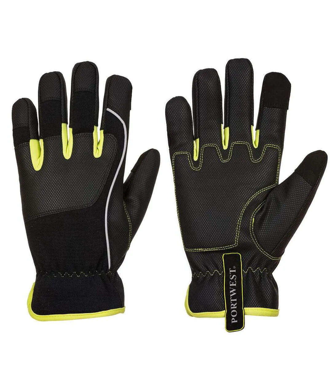 Unisex adult tradesman gloves l black/yellow Portwest