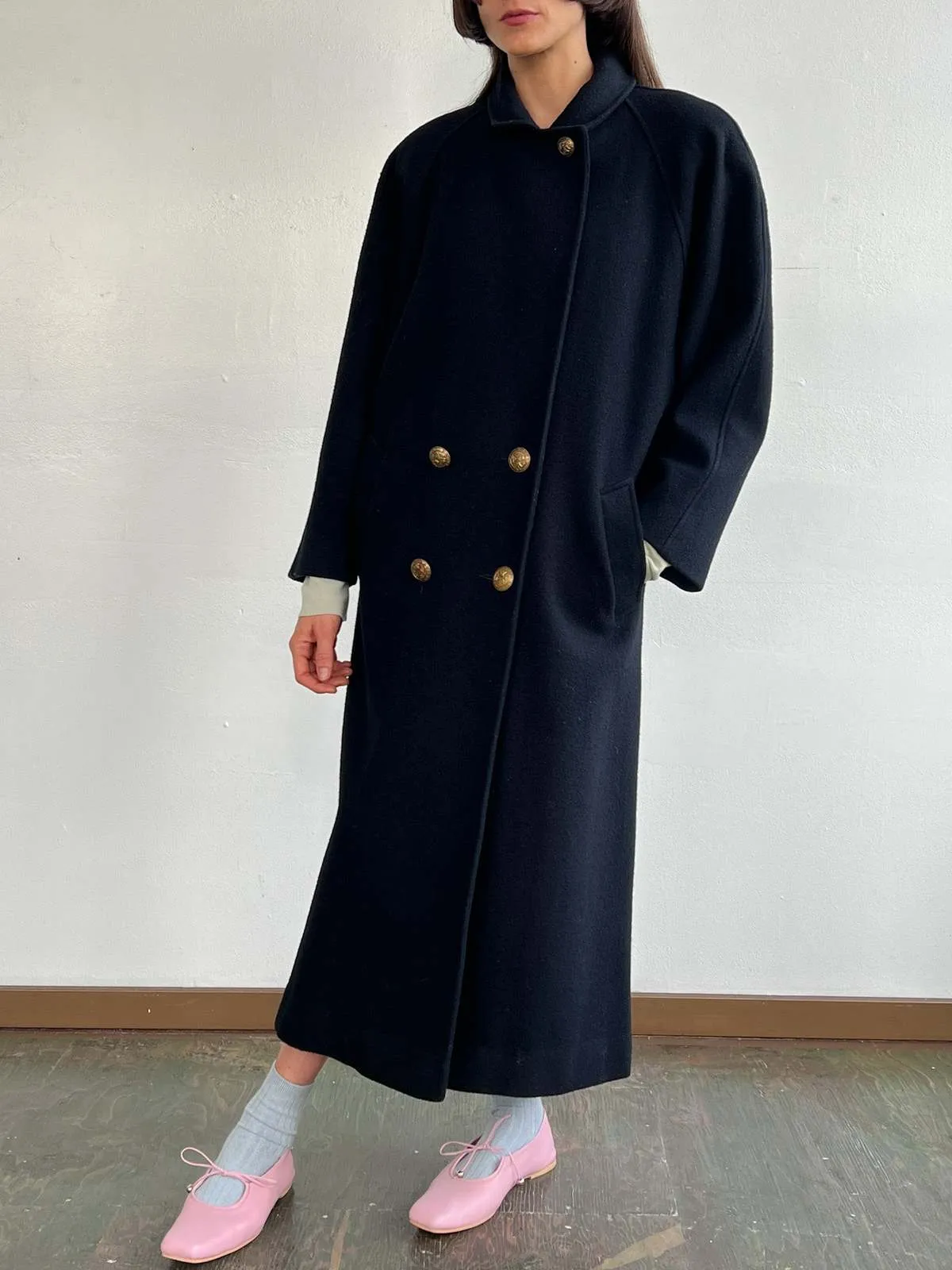 Vintage Banshee Double Breasted Overcoat - Black