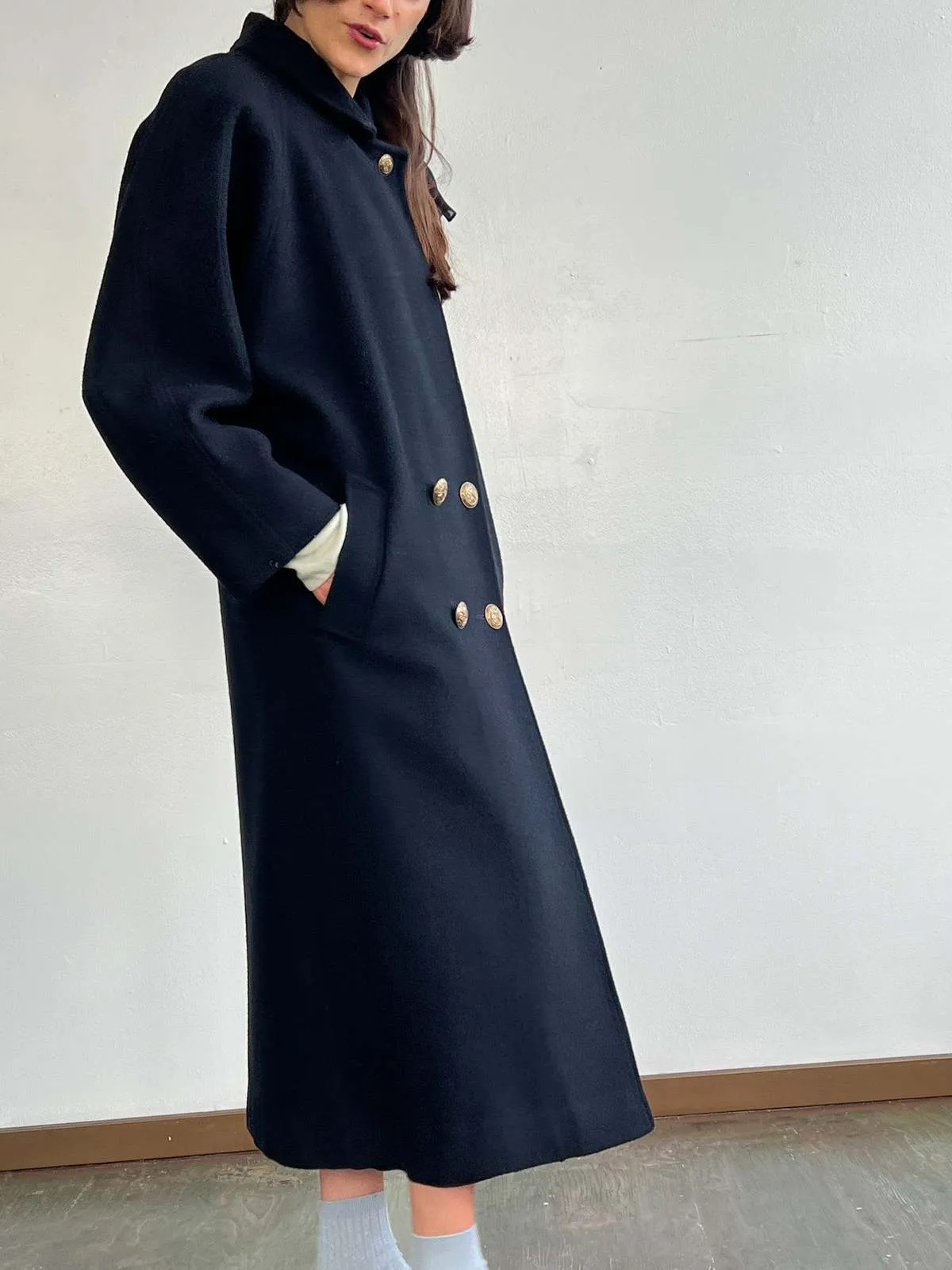 Vintage Banshee Double Breasted Overcoat - Black