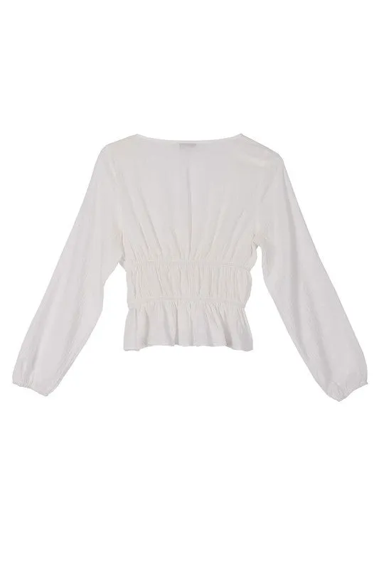 White Long-sleeved Sheer Lace Top