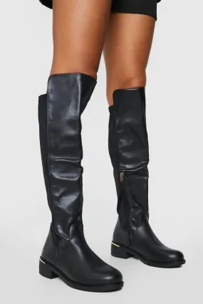 Wide Width Contrast Panel Knee High Boots