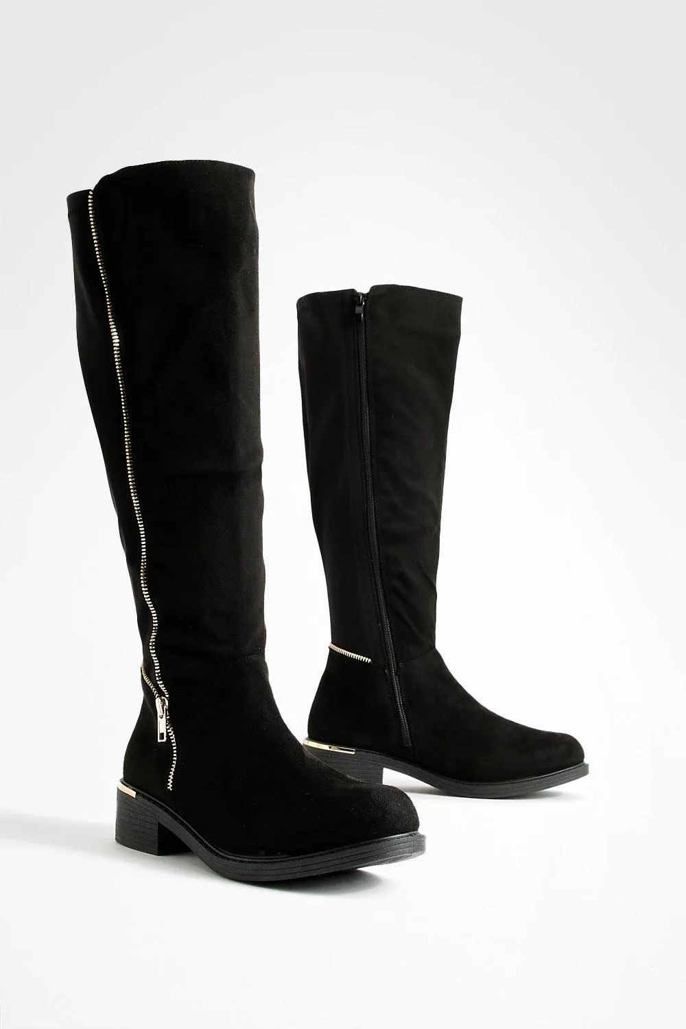 Wide Width Knee High Side Zip Boots