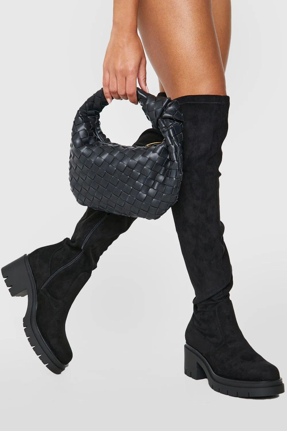 Wide Width Lug Over The Knee Boots