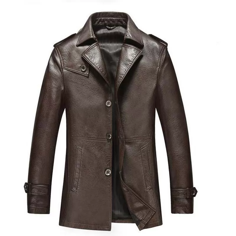 Winter Autumn Casual Synthetic Leather Turn-Down Collar Slim Fit Jackets