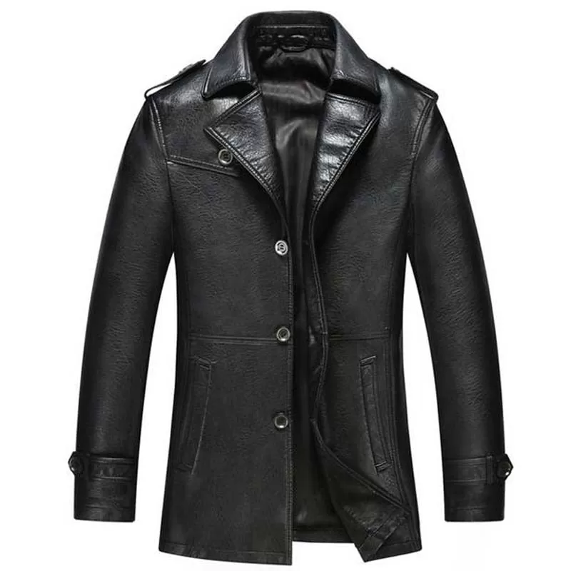 Winter Autumn Casual Synthetic Leather Turn-Down Collar Slim Fit Jackets