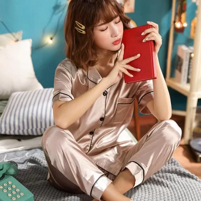 Women Pajamas Set Sleepwear Long Sleeve