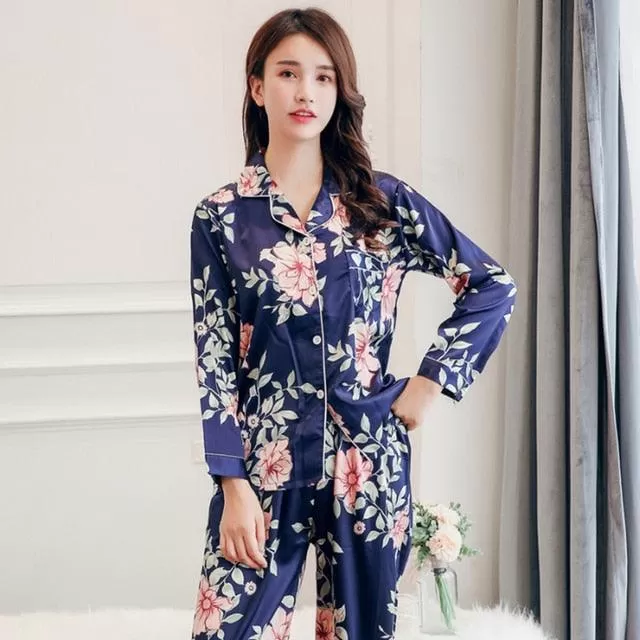 Women Pajamas Set Sleepwear Long Sleeve