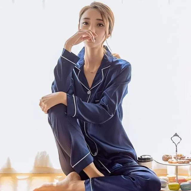 Women Pajamas Set Sleepwear Long Sleeve