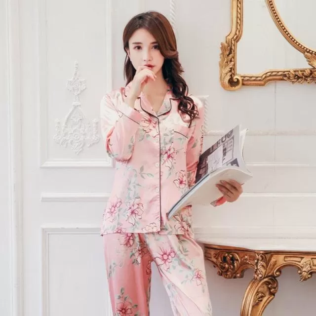 Women Pajamas Set Sleepwear Long Sleeve