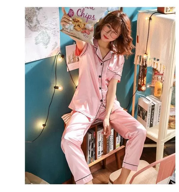 Women Pajamas Set Sleepwear Long Sleeve