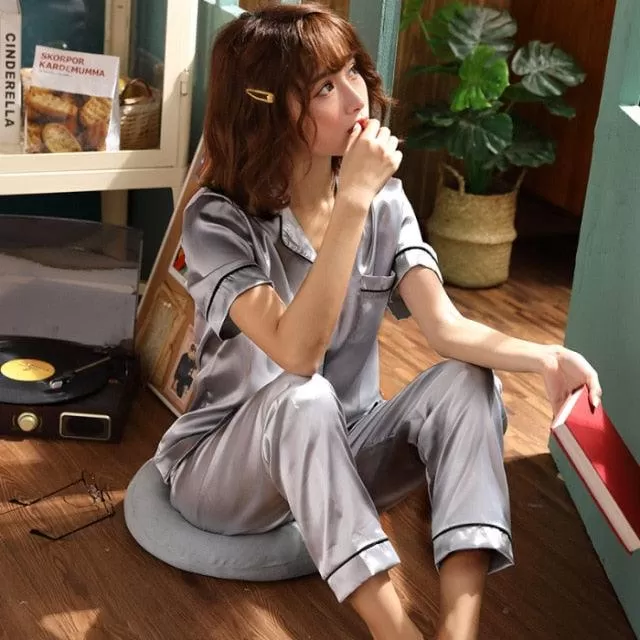 Women Pajamas Set Sleepwear Long Sleeve