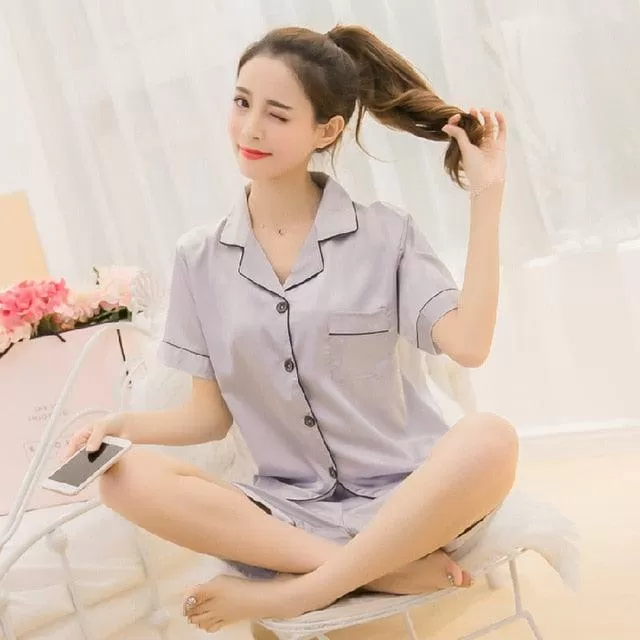 Women Pajamas Set Sleepwear Long Sleeve