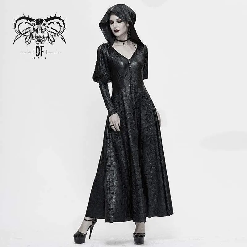 Women's Gothic V-neck Front Zip Coats With Hood