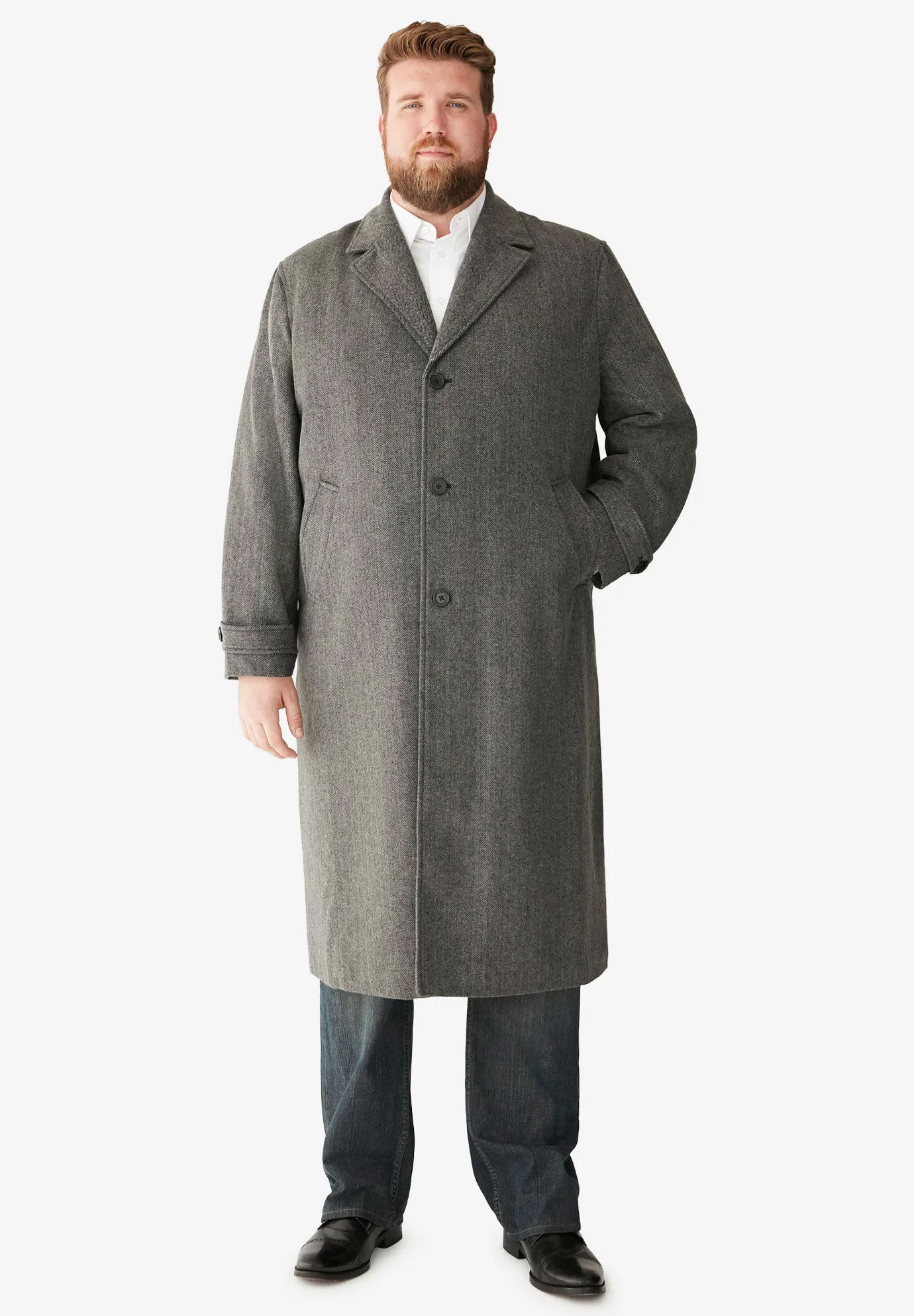 Wool-Blend Long Overcoat