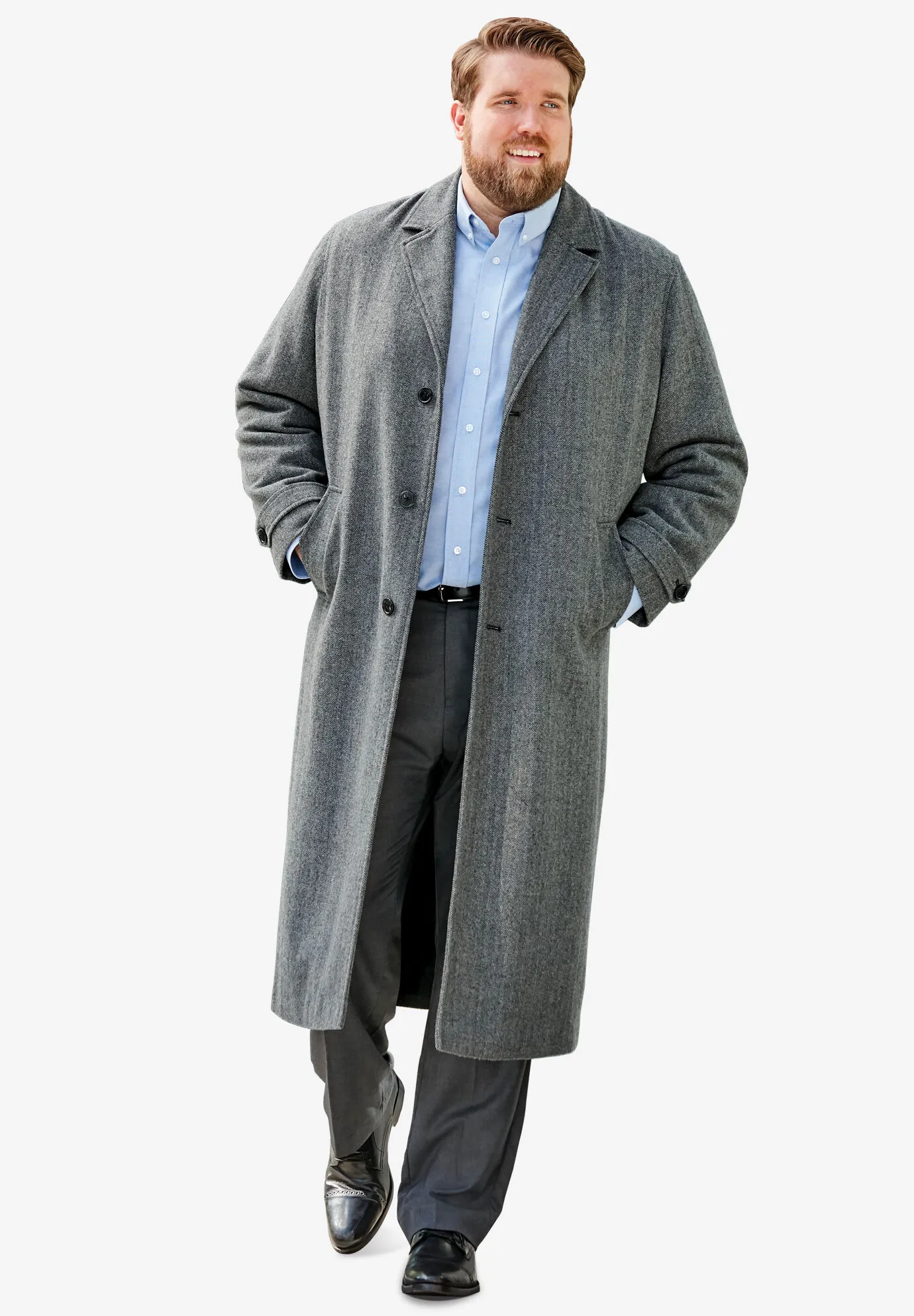 Wool-Blend Long Overcoat